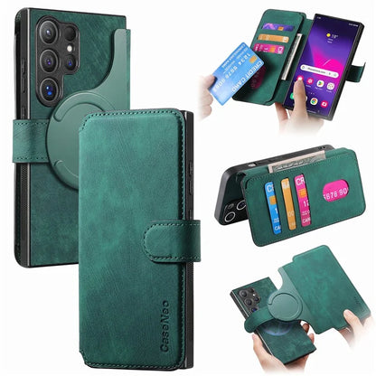 CASENEO MW-03 For Samsung Galaxy S24 Ultra Case Retro Leather Coated TPU Phone Cover 2 in 1 Detachable