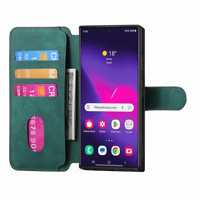 CASENEO MW-03 For Samsung Galaxy S24 Ultra Case Retro Leather Coated TPU Phone Cover 2 in 1 Detachable
