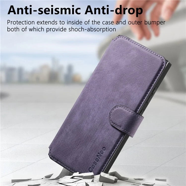 CASENEO MW-03 For Samsung Galaxy S24 Ultra Case Retro Leather Coated TPU Phone Cover 2 in 1 Detachable