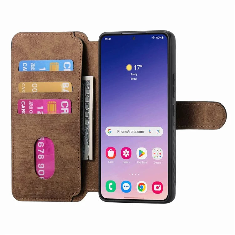 CASENEO MW-03 For Samsung Galaxy S24 Wallet Case Leather+TPU Magnetic Detachable Phone Cover