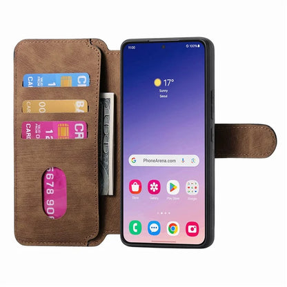 CASENEO MW-03 For Samsung Galaxy S24 Wallet Case Leather+TPU Magnetic Detachable Phone Cover