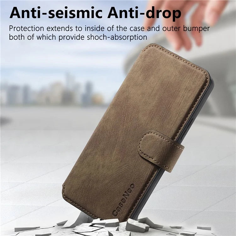 CASENEO MW-03 For Samsung Galaxy S24 Wallet Case Leather+TPU Magnetic Detachable Phone Cover