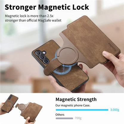 CASENEO MW-03 For Samsung Galaxy S24 Wallet Case Leather+TPU Magnetic Detachable Phone Cover