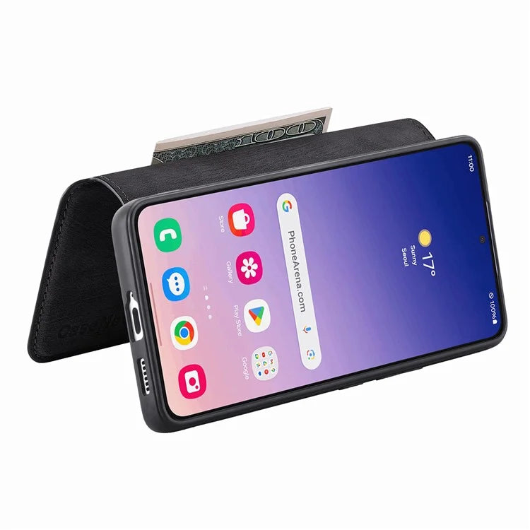 CASENEO MW-03 For Samsung Galaxy S24 Wallet Case Leather+TPU Magnetic Detachable Phone Cover