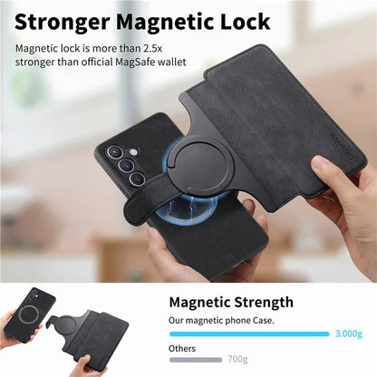 CASENEO MW-03 For Samsung Galaxy S24 Wallet Case Leather+TPU Magnetic Detachable Phone Cover