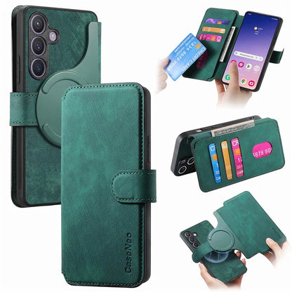 CASENEO MW-03 For Samsung Galaxy S24 Wallet Case Leather+TPU Magnetic Detachable Phone Cover