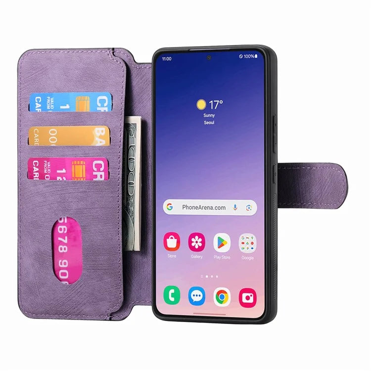 CASENEO MW-03 For Samsung Galaxy S24 Wallet Case Leather+TPU Magnetic Detachable Phone Cover