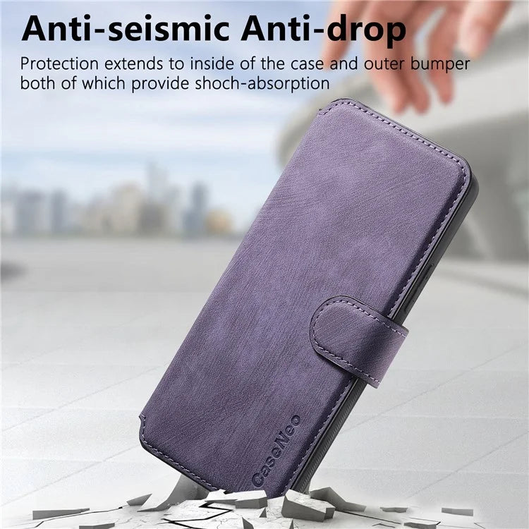 CASENEO MW-03 For Samsung Galaxy S24 Wallet Case Leather+TPU Magnetic Detachable Phone Cover