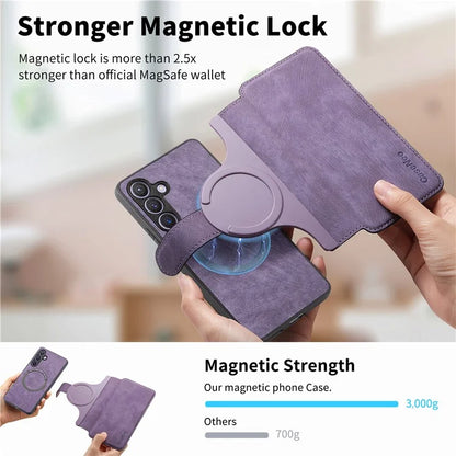 CASENEO MW-03 For Samsung Galaxy S24 Wallet Case Leather+TPU Magnetic Detachable Phone Cover