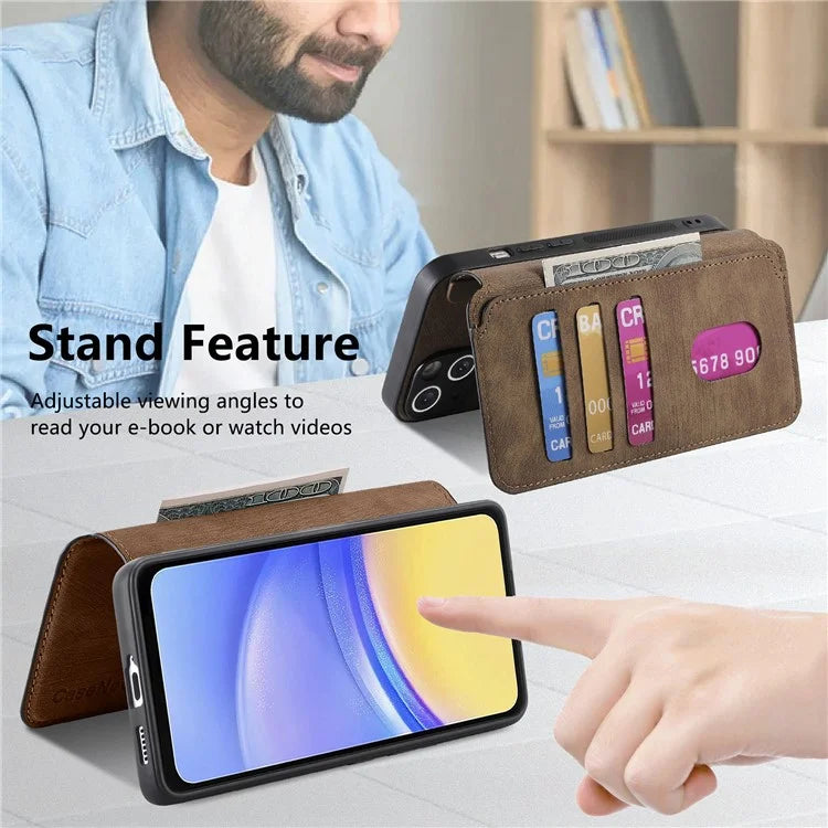 CASENEO MW-03 For Samsung Galaxy A25 5G (Global) (161.0 x 76.5 x 8.3mm) Case Detachable Magnetic Leather Cell Phone Back Cover