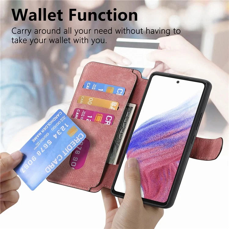 CASENEO MW-03 For Samsung Galaxy A53 5G Case Retro Leather Detachable Magnetic Wallet Back Cover