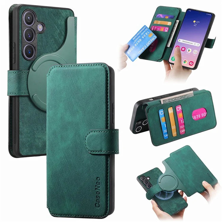 CASENEO MW-03 For Samsung Galaxy S24+ Case RFID Blocking Leather+TPU Detachable Phone Cover
