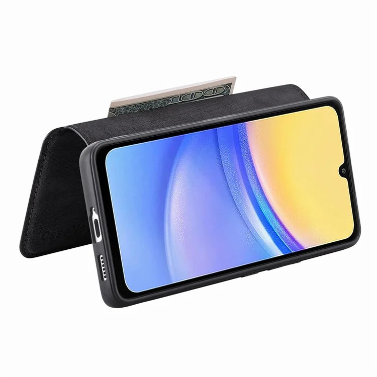 CASENEO MW-03 For Samsung Galaxy A15 4G / 5G Case Retro Leather Stand RFID Blocking Detachable Phone Cover