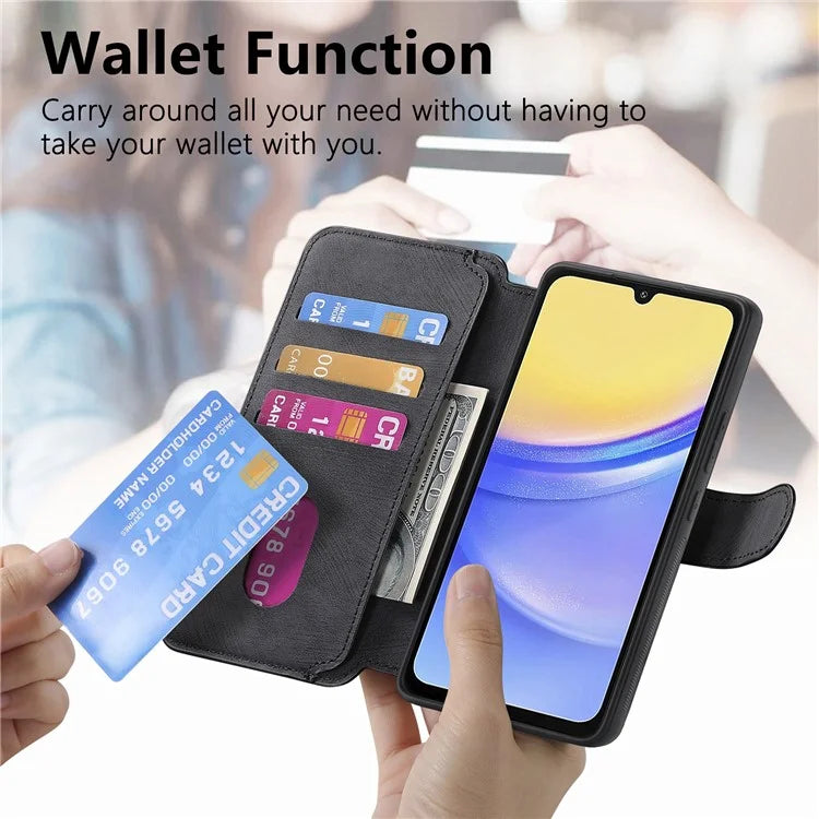 CASENEO MW-03 For Samsung Galaxy A15 4G / 5G Case Retro Leather Stand RFID Blocking Detachable Phone Cover