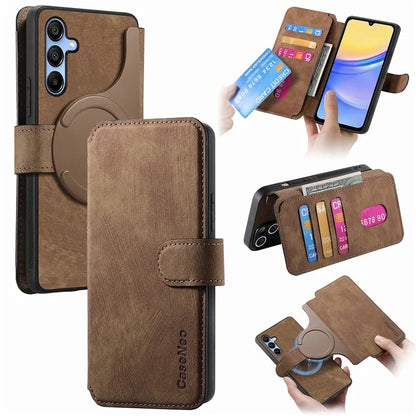 CASENEO MW-03 For Samsung Galaxy A15 4G / 5G Case Retro Leather Stand RFID Blocking Detachable Phone Cover