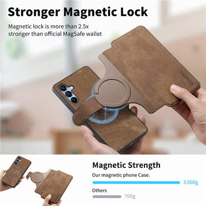 CASENEO MW-03 For Samsung Galaxy A15 4G / 5G Case Retro Leather Stand RFID Blocking Detachable Phone Cover