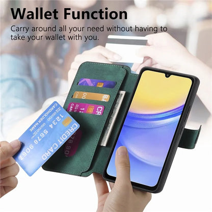 CASENEO MW-03 For Samsung Galaxy A15 4G / 5G Case Retro Leather Stand RFID Blocking Detachable Phone Cover