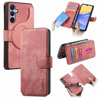 CASENEO MW-03 For Samsung Galaxy A15 4G / 5G Case Retro Leather Stand RFID Blocking Detachable Phone Cover