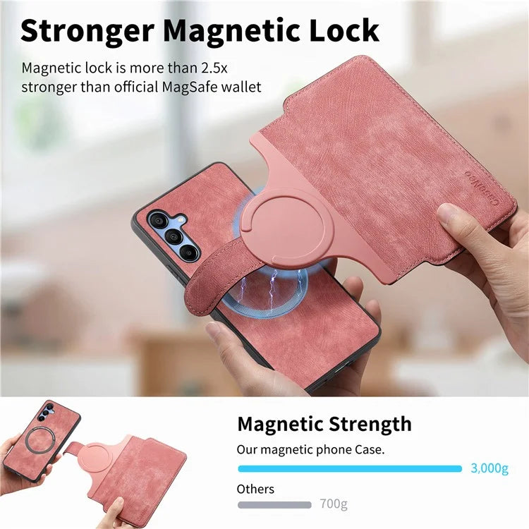 CASENEO MW-03 For Samsung Galaxy A15 4G / 5G Case Retro Leather Stand RFID Blocking Detachable Phone Cover