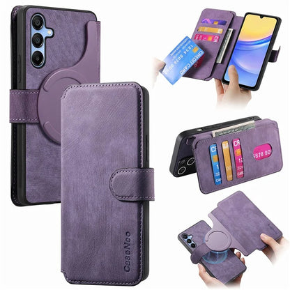 CASENEO MW-03 For Samsung Galaxy A15 4G / 5G Case Retro Leather Stand RFID Blocking Detachable Phone Cover