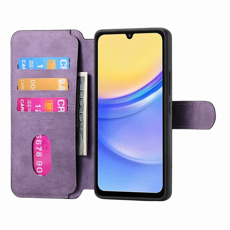 CASENEO MW-03 For Samsung Galaxy A15 4G / 5G Case Retro Leather Stand RFID Blocking Detachable Phone Cover