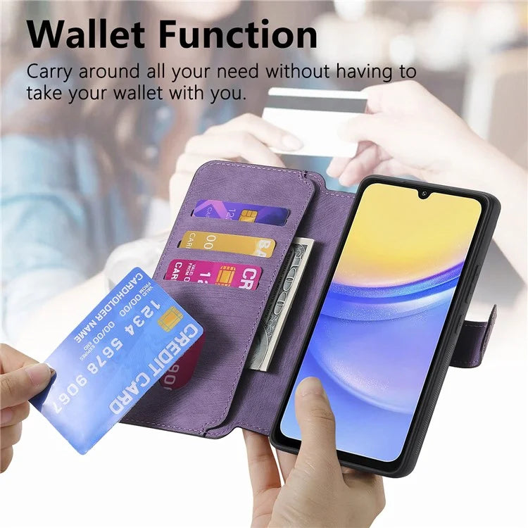 CASENEO MW-03 For Samsung Galaxy A15 4G / 5G Case Retro Leather Stand RFID Blocking Detachable Phone Cover
