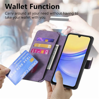 CASENEO MW-03 For Samsung Galaxy A15 4G / 5G Case Retro Leather Stand RFID Blocking Detachable Phone Cover