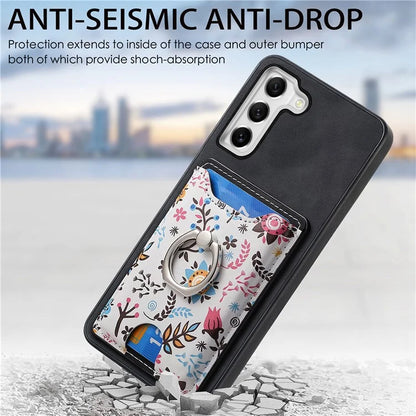 E4 for Samsung Galaxy S21 FE 5G Case Kickstand Leather Coated TPU Pattern Back Cover