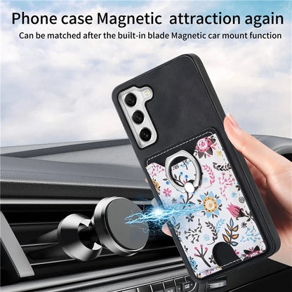E4 for Samsung Galaxy S21 FE 5G Case Kickstand Leather Coated TPU Pattern Back Cover