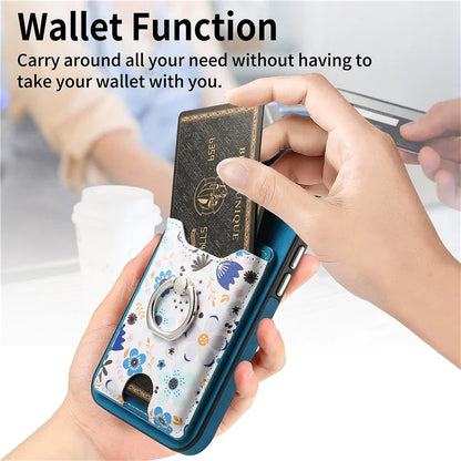 E4 for Samsung Galaxy S21 FE 5G Case Kickstand Leather Coated TPU Pattern Back Cover
