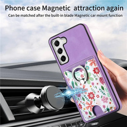 E4 for Samsung Galaxy S21 FE 5G Case Kickstand Leather Coated TPU Pattern Back Cover