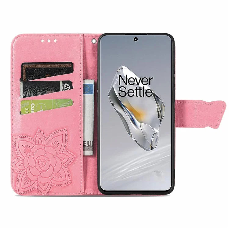 For OnePlus 12 5G Case PU Leather Butterfly Pattern Magnetic Flip Phone Cover