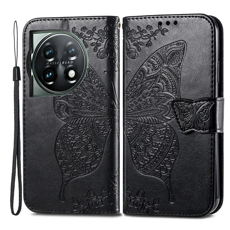 For OnePlus 12 5G Case PU Leather Butterfly Pattern Magnetic Flip Phone Cover