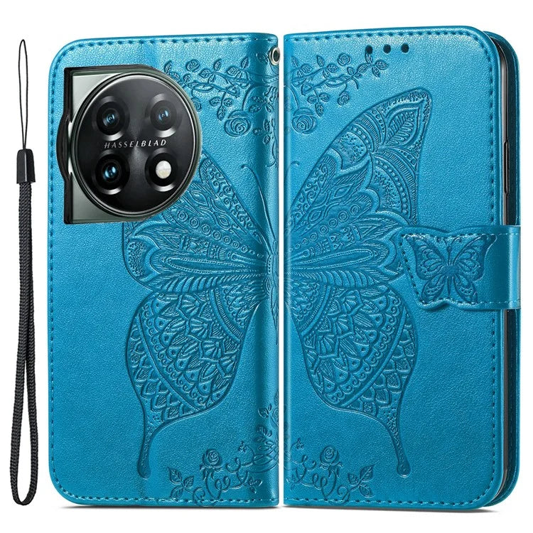 For OnePlus 12 5G Case PU Leather Butterfly Pattern Magnetic Flip Phone Cover