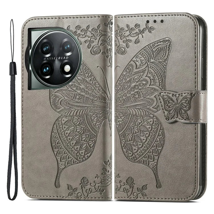 For OnePlus 12 5G Case PU Leather Butterfly Pattern Magnetic Flip Phone Cover