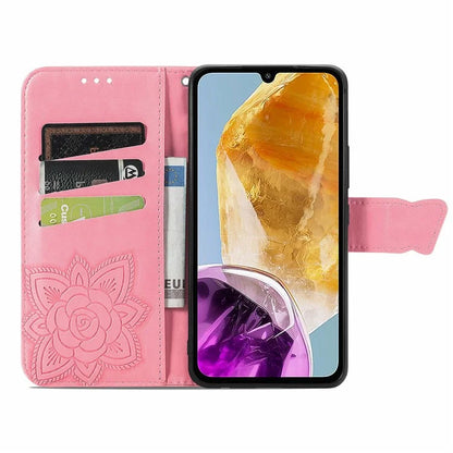 For Samsung Galaxy M15 5G Case Butterfly Pattern PU Leather Hand Strap Wallet Purse Phone Cover