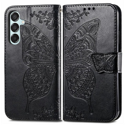 For Samsung Galaxy M15 5G Case Butterfly Pattern PU Leather Hand Strap Wallet Purse Phone Cover