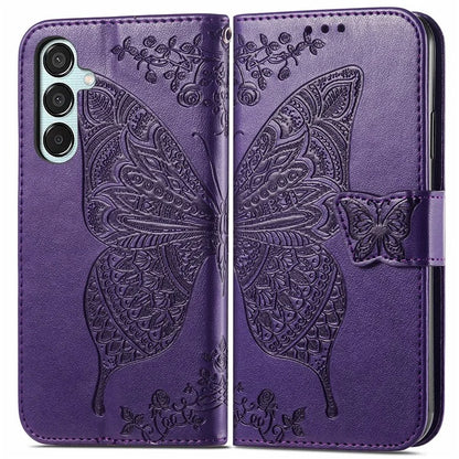 For Samsung Galaxy M15 5G Case Butterfly Pattern PU Leather Hand Strap Wallet Purse Phone Cover