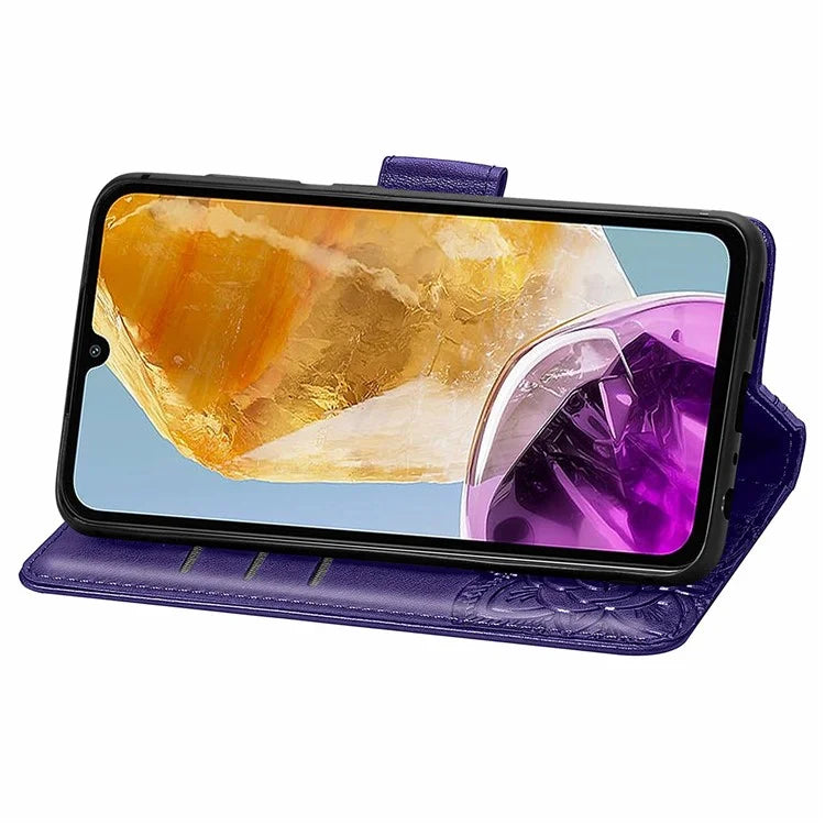 For Samsung Galaxy M15 5G Case Butterfly Pattern PU Leather Hand Strap Wallet Purse Phone Cover