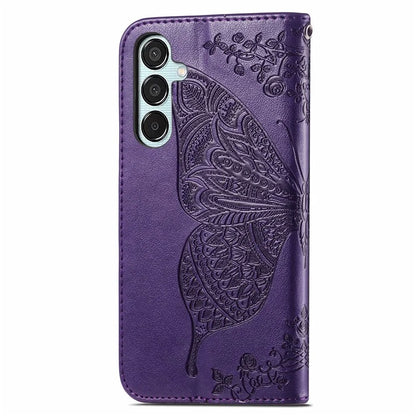 For Samsung Galaxy M15 5G Case Butterfly Pattern PU Leather Hand Strap Wallet Purse Phone Cover