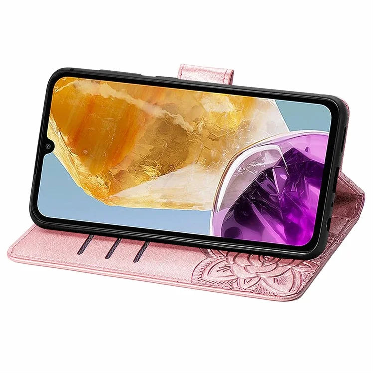 For Samsung Galaxy M15 5G Case Butterfly Pattern PU Leather Hand Strap Wallet Purse Phone Cover