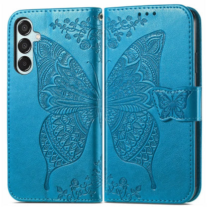 For Samsung Galaxy M15 5G Case Butterfly Pattern PU Leather Hand Strap Wallet Purse Phone Cover