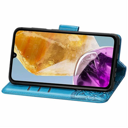For Samsung Galaxy M15 5G Case Butterfly Pattern PU Leather Hand Strap Wallet Purse Phone Cover