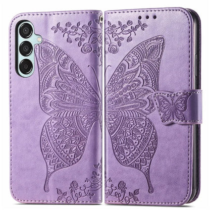 For Samsung Galaxy M15 5G Case Butterfly Pattern PU Leather Hand Strap Wallet Purse Phone Cover