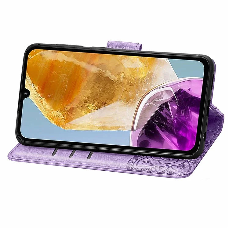 For Samsung Galaxy M15 5G Case Butterfly Pattern PU Leather Hand Strap Wallet Purse Phone Cover