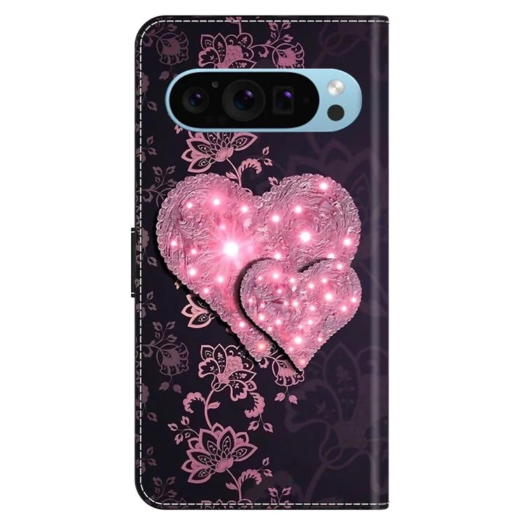 For Google Pixel 9 / Pixel 9 Pro Case Card Holder 3D Pattern PU Leather Protective Phone Cover