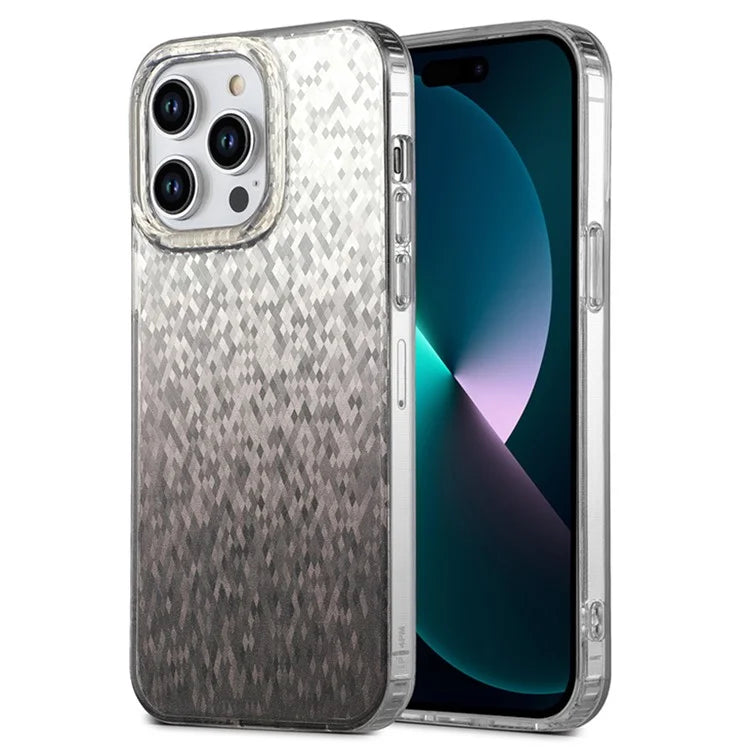 For iPhone 14 Pro Max TPU+PC Cell Phone Case IMD Sparkle Rhombus Pattern Fall Proof Cover