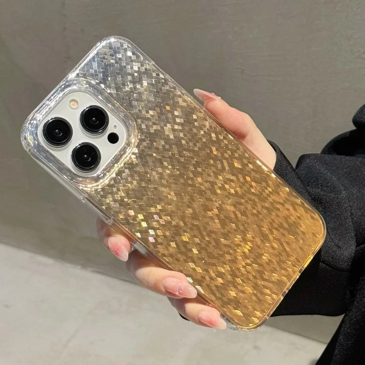 For iPhone 14 Pro Max TPU+PC Cell Phone Case IMD Sparkle Rhombus Pattern Fall Proof Cover