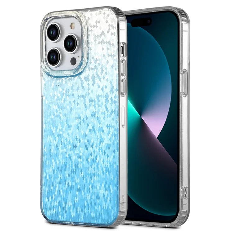 For iPhone 15 Pro Cell Phone Cases IMD Sparkle Rhombus Pattern TPU+PC Back Cover