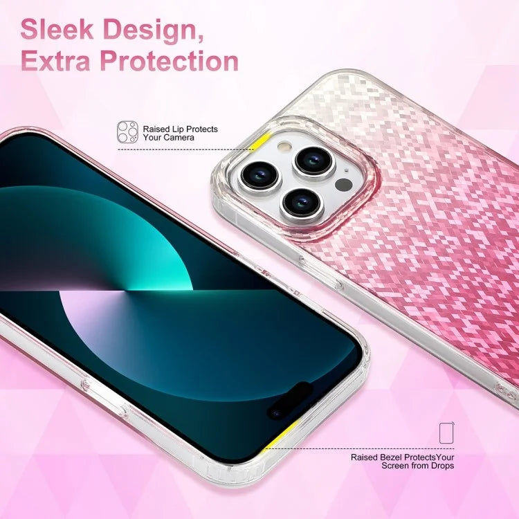 For iPhone 15 Pro Cell Phone Cases IMD Sparkle Rhombus Pattern TPU+PC Back Cover